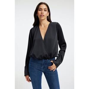 GOOD AMERICAN SATIN WRAP TOP Size Small‎ New with Tags